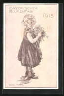 Künstler-AK Bayerischer Blumentag 1913, Ganzsache  - Sonstige & Ohne Zuordnung