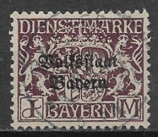 GERMANIA ANTICHI STATI BAYERN 1919  SERVIZIO STEMMA  SOPRASTAMPATA UNIF. 42A   USATO VF - Afgestempeld