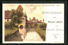 Lithographie Dinkelsbühl, Bei Der Stadtmühle  - Dinkelsbühl