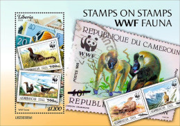 Liberia 2023, Stamps Of WWF, Birds, Monkey, Fish, BF - Apen