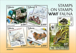 Liberia 2023, Stamps Of WWF, Wild Cat, Rhino, Owl, Gorilla, 4val In BF - Felinos