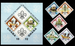 GHA-11- GHANA- 1972 - MNH - SC#:460-465 - SCOUTS- 65TH ANNIV. OF THE INTERNATIONAL BOY SCOUT MOVEMENT - Ghana (1957-...)