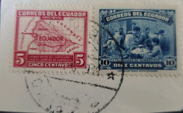 OH) ECUADOR, FRAGMENT, SOCIAL SECURITY OF THE FARMER AND POST OFFICE OF GUAYAQUIL, ADDITIONAL, AMERICAN BANK NOTE - HAT - Ecuador