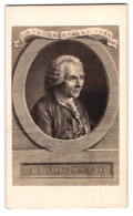 Fotografie Gustav Schauer, Berlin, Portrait J. J. Rousseau, Spruch Vita Me Impendere Vero  - Famous People