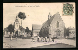 CPA Villiers, La Mairie Et L`Eglise  - Autres & Non Classés