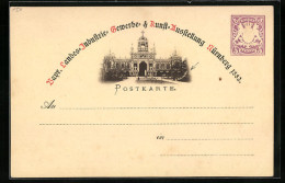 AK Nürnberg, Bayr.-Landes-, Industrie-, Gewerbe- Und Kunstausstellung 1882, Ganzsache, Verzierter Palast  - Exhibitions