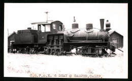 Fotografie Unbekannter Fotograf, Ansicht Casper / CA, Dampflok Nr. 6 C.S.F. & E., Eisenbahn USA  - Lugares