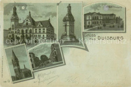 73708953 Duisburg Ruhr Rathaus Stadt-Tonhalle Merkator-Denkmal Mondschein-Karte  - Duisburg