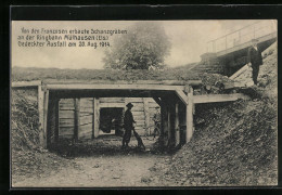 CPA Mülhausen /Els., Von Den Franzosen Erbaute Schanzgräben An Der Ringbahn, Gedeckter Ausfall 1914  - Autres & Non Classés