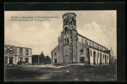 CPA Schweighausen, L'Église Et Schulhaus Nach Beschiessung  - Other & Unclassified