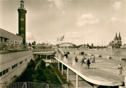 73690850 Koeln Rhein BUGA Koeln 1957 Neue Rheinterrassen Mit Messeturm Rheinbrue - Koeln