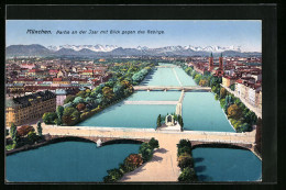 AK München, Partie An Der Isar Mit Blick Gegen Das Gebirge  - München