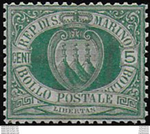 1899 San Marino 5c. Verde Bc MNH Sassone N. 27 - Andere & Zonder Classificatie