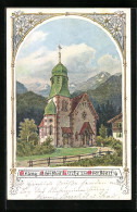 Künstler-AK Oberstdorf I. A., Evang. Christus-Kirche  - Oberstdorf