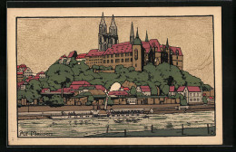 Steindruck-AK Alt-Meissen, Ortspartie Mit Albrechtsburg Und Dom, Dampfer  - Other & Unclassified