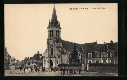 CPA St-Ouen-en-Belin, Place De L`Eglise  - Autres & Non Classés
