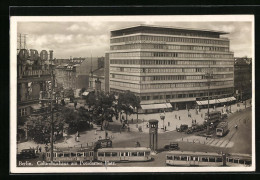 AK Berlin, Columbushaus Am Potsdamer Platz Mit Strassenbahnen  - Tram