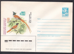 Russia Postal Stationary S1334 Bird, Paradise Flycatcher, Red Book, List Of Rare And Endangered Animals, Plants And Mush - Other & Unclassified