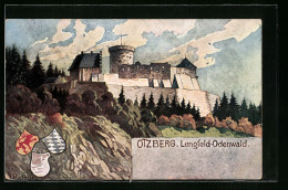 Künstler-AK Lengfeld / Odenwald, Burg Ötzberg, Wappen  - Odenwald