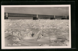 AK Wien, Eisstoss 1929, Zugefrorener Fluss Und Brücke  - Sonstige & Ohne Zuordnung