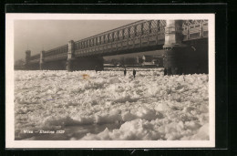 AK Wien, Eisstoss 1929, Zugefrorener Fluss Und Reichsbrücke  - Other & Unclassified