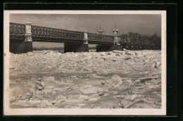 AK Wien, Eisstoss 1929, Zugefrorener Fluss Und Reichsbrücke  - Other & Unclassified