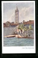 Künstler-AK Edo V. Handel-Mazzetti: Otok Rab, Partie Am Turm  - Croatia