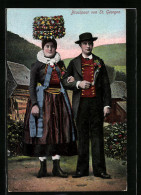 AK Brautpaar Von St. Georgen In Eleganter Volkstracht  - Costumes