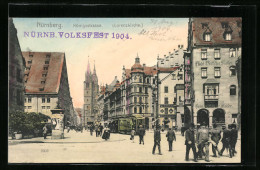 AK Nürnberg, Königsstrasse Mit Lorenzkirche Und Strassenbahn  - Tramways