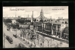 AK Hamburg-St. Pauli, Panorama Mit Strassenbahnen  - Tranvía