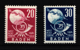 Fr. Zone Baden 56-57 Postfrisch Satz UPU #HJ153 - Baden