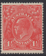 AUSTRALIA 1924  1.1/2d SCARLET  KGV STAMP  PERF.14 NO WMK SG.84  MVLH - Neufs