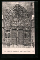 AK Paris, Cathédrale Notre-Dame, Facade, Portail Ste-Anne  - Autres & Non Classés