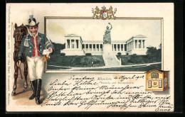 Passepartout-Lithographie München, Bavaria Und Ruhmeshalle  - Other & Unclassified