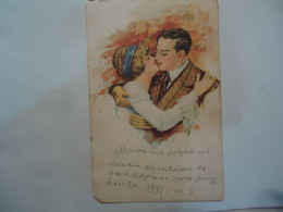 FRANCE   POSTCARDS WOMEN  MEN LOVE POSTMARK SANDRU 1909 - Other & Unclassified