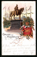 Lithographie Magdeburg, Kaiserliches Denkmal  - Maagdenburg