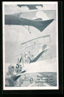 AK Flugzeug Deutsche Taube Im Kampf Mit Feindlichen Fliegern  - 1914-1918: 1ère Guerre