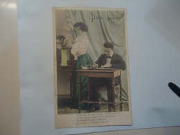 FRANCE POSTCARDS WOMEN  MEN  FETTE BROUILIE 1914 STAMPS - Other & Unclassified