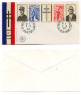 Enveloppe FDC 1er Jour : Gal DE GAULLE Bande YT 1695/1698 . 9-11-1971 COLOMBEY - 251 - 1970-1979