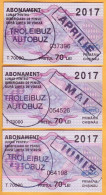 2017 Moldova Moldavie  Chisinau, Trolleybus-bus, 3 Monthly Passes, Used 4-6 - Europe