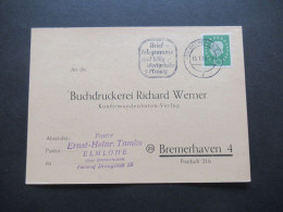 BRD 1959 / 60 Heuss III Orts PK Bremerhaven Abs. Stempel Pastor Ernst Heinr. Tamke Elmlohe über Bremerhaven - Brieven En Documenten