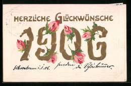 AK Herzliche Glückwünsche 1906!, Rosen  - Otros & Sin Clasificación