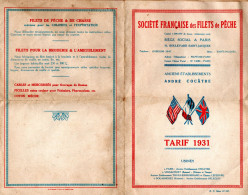 Catalogue 1931 - Société Française Des Filets De Pêche - A. COCÂTRE - - Reclame