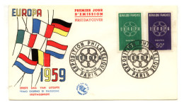 Enveloppe 1er Jour : Exposition Philatélique EUROPA - Cachet Daté 19 IX 1959 Paris - 270 - 1950-1959