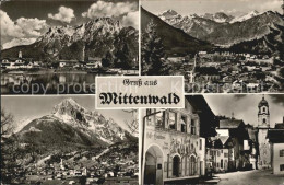 72446592 Mittenwald Bayern Gesamtansicht Mit Alpenpanorama Strassenpartie Kirche - Mittenwald