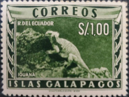 OH) 1957 GALAPAGOS ISLANDS - ECUADOR POSSESSION OF THE GALAPAGOS ISLANDS,  ECUADOR, MARINE IGUANA SCT L3 1s Olive Green, - Equateur