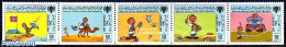 Libya Kingdom 1986 Children Day 5v [::::], Mint NH, Nature - Performance Art - Sport - Various - Butterflies - Camels .. - Fishes