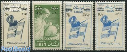 Lebanon 1959 Overprints 4v, Mint NH, History - Sport - Flags - Skiing - Sci