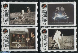 Maldives 1989 Moonlanding Anniversary 4v, Mint NH, History - Transport - American Presidents - Space Exploration - Maldiven (1965-...)