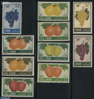 Lebanon 1955 Definitives, Fruits 10v, Unused (hinged), Nature - Fruit - Wine & Winery - Fruits